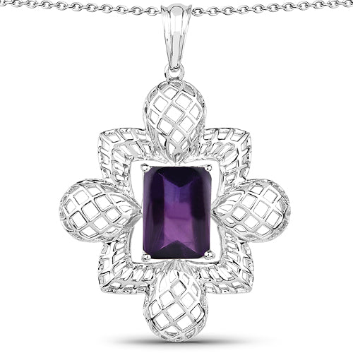 Colgante de Amatista Genuina de 7.80 Quilates en Plata de Ley