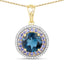Colgante de 5.10 quilates de genuino topacio azul de Londres y tanzanita