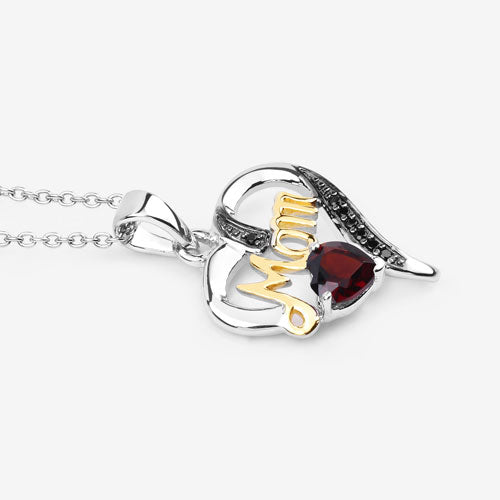 Pendentif en Grenat et Spinelle Noir de 0,55 Carat en Argent Sterling