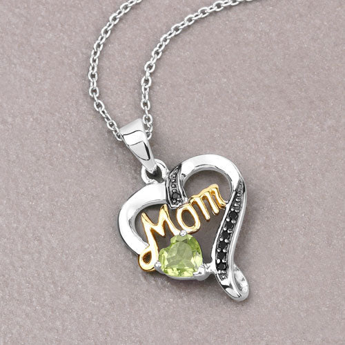 Pendentif en péridot véritable de 0,49 carat et spinelle noir en argent sterling
