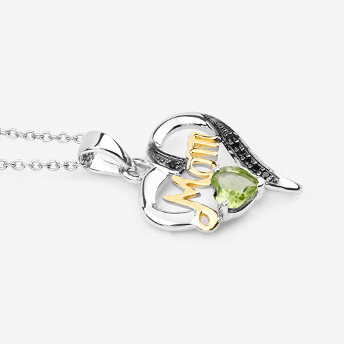 Pendentif en péridot véritable de 0,49 carat et spinelle noir en argent sterling
