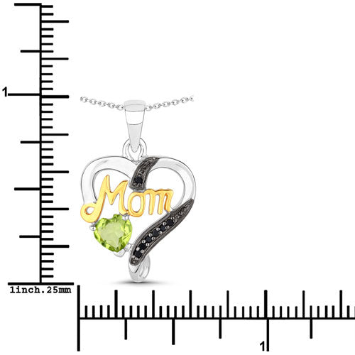 Pendentif en péridot véritable de 0,49 carat et spinelle noir en argent sterling