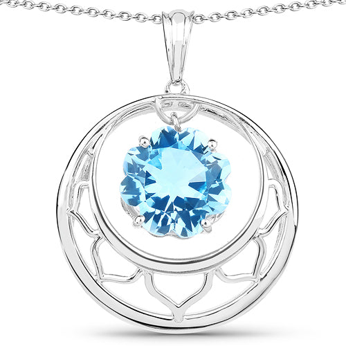 Colgante de Topacio Azul Suizo de 8.75 Quilates en Plata Esterlina