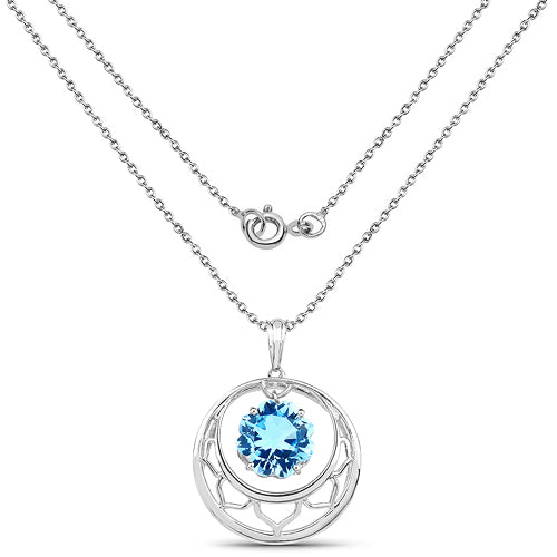 Colgante de Topacio Azul Suizo de 8.75 Quilates en Plata Esterlina