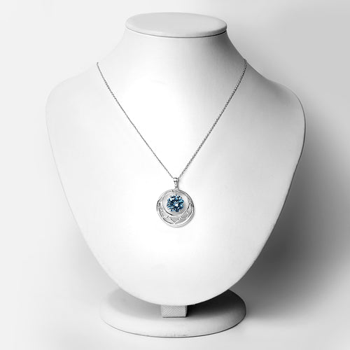 Colgante de Topacio Azul Suizo de 8.75 Quilates en Plata Esterlina