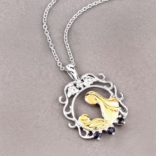 Pendentif en argent sterling avec saphir bleu véritable de 0,12 carat