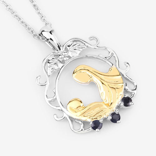 Pendentif en argent sterling avec saphir bleu véritable de 0,12 carat