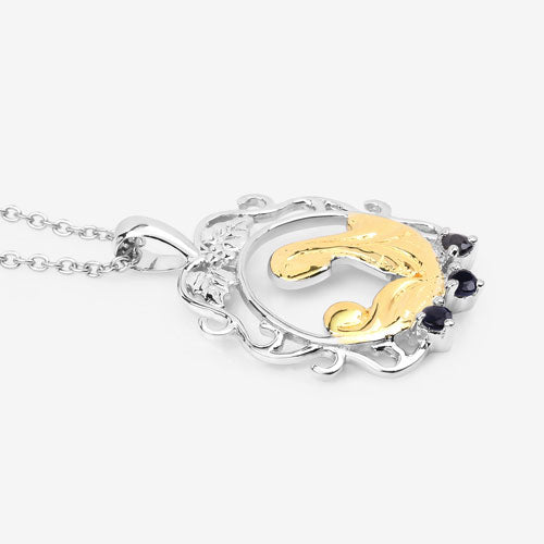 Pendentif en argent sterling avec saphir bleu véritable de 0,12 carat