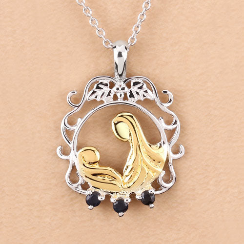 Pendentif en argent sterling avec saphir bleu véritable de 0,12 carat