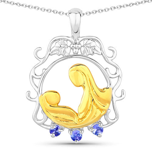 0.11 Carat Genuine Tanzanite Sterling Silver Pendant
