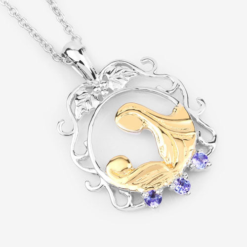 0.11 Carat Genuine Tanzanite Sterling Silver Pendant