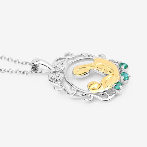 Pendentif en Émeraude Véritable de 0,09 Carat en Argent Sterling .925