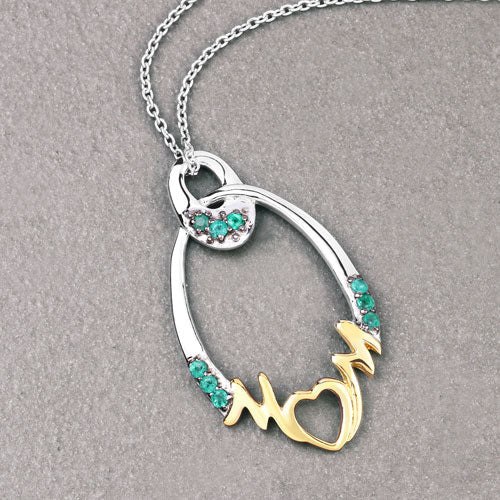 Pendentif en argent sterling .925 avec émeraude véritable de 0,15 carat