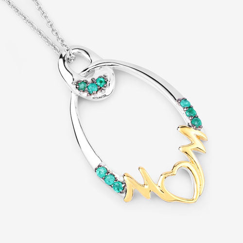 Pendentif en argent sterling .925 avec émeraude véritable de 0,15 carat