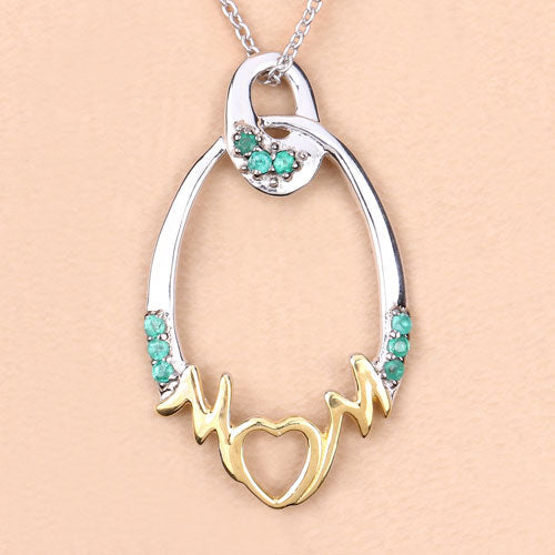 Pendentif en argent sterling .925 avec émeraude véritable de 0,15 carat