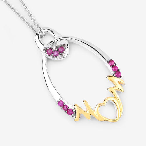 Colgante de Rubí Genuino de 0.18 Quilates en Plata Esterlina .925