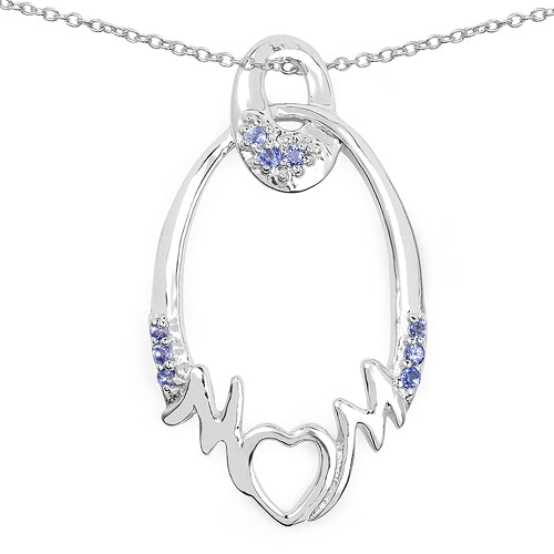 0.18 Carat Genuine Tanzanite Heart Pendant in Sterling Silver