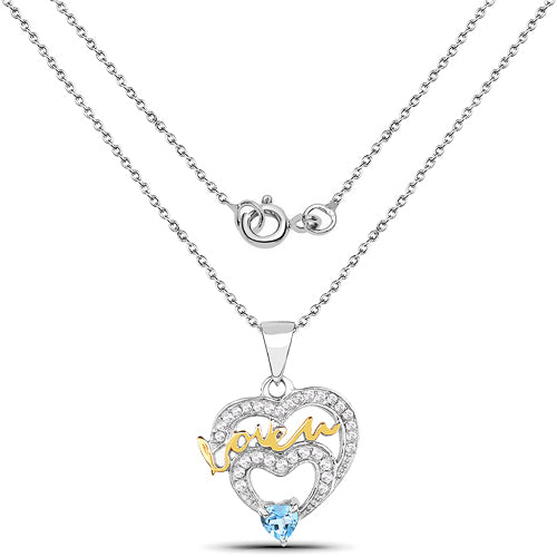 Pendentif en Topaze Bleue Suisse et Topaze Blanche de 0,44 Carat