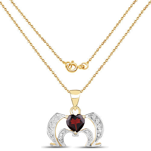 Colgante de granate y topacio blanco chapado en oro amarillo de 14K