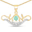 14K Yellow Gold Plated Emerald & White Topaz Pendant