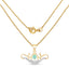 14K Yellow Gold Plated Emerald & White Topaz Pendant