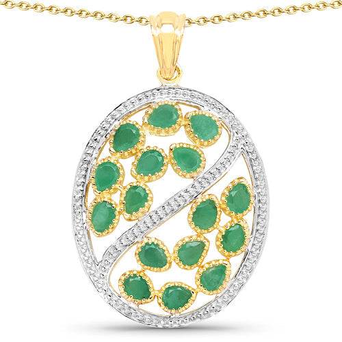 Pendentif en argent sterling avec émeraude véritable de 2,24 carats