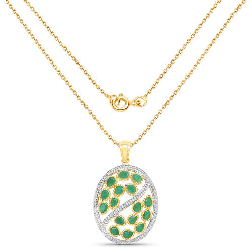 Pendentif en argent sterling avec émeraude véritable de 2,24 carats