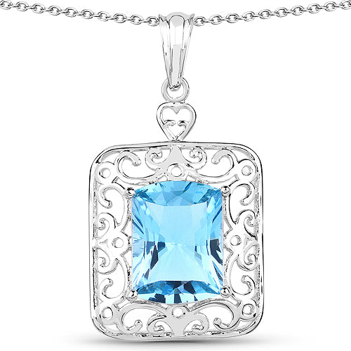 Colgante de Topacio Azul Suizo de 10.63 Quilates en Plata Esterlina