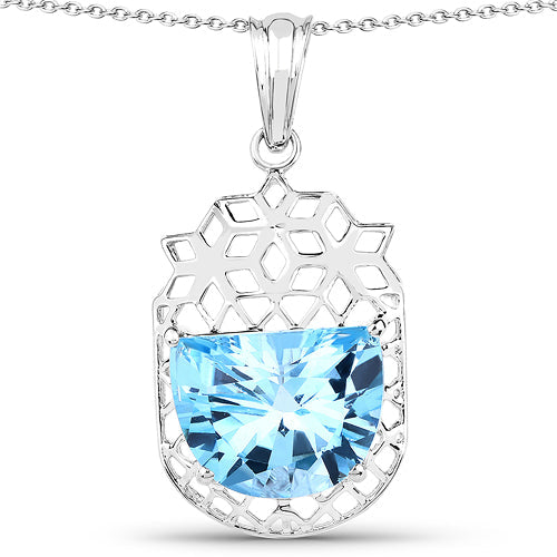Pendentif en argent sterling avec topaze bleue suisse de 10,90 carats