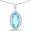 8.22 Carat Genuine Swiss Blue Topaz Pendant in Sterling Silver
