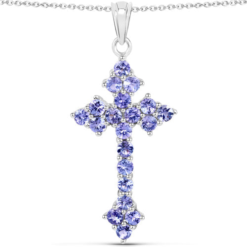 2.00 Carat Genuine Tanzanite Sterling Silver Pendant