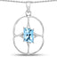 5.26 Carat Genuine Swiss Blue Topaz Pendant in Sterling Silver