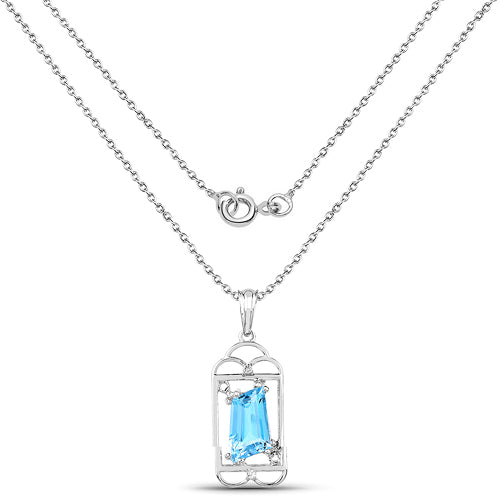 Pendentif en Topaze Suisse Bleue et Topaze Blanche de 4,57 Carats