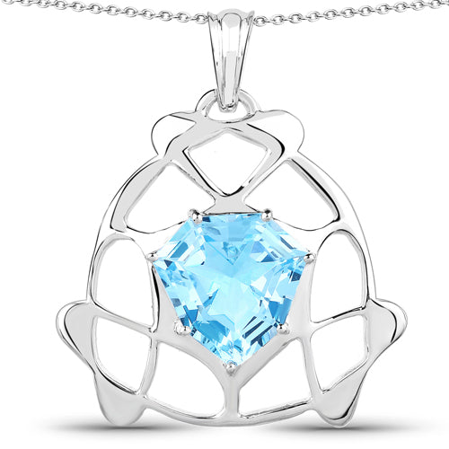 11.50 Carat Swiss Blue Topaz Pendant in Sterling Silver