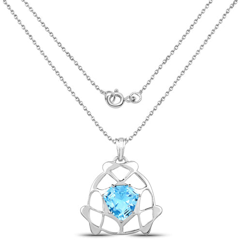 11.50 Carat Swiss Blue Topaz Pendant in Sterling Silver