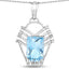 5.76 Carat Genuine Swiss Blue Topaz & White Topaz Pendant