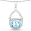 Pendentif en Topaze Bleue Suisse de 4,08 Carats et Topaze Blanche en Argent Sterling
