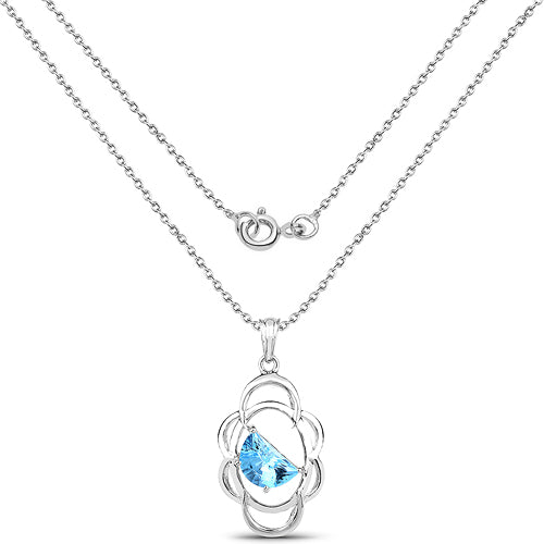 Pendentif en topaze bleue suisse véritable de 4,60 carats en argent sterling