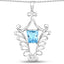 5.68 Carat Genuine Swiss Blue Topaz Pendant in Sterling Silver