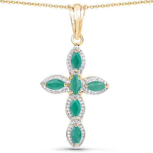 Colgante de Esmeralda Baño de Oro de 18K en Plata de Ley