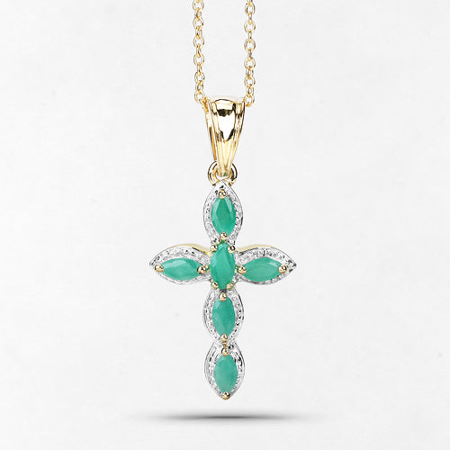 Colgante de Esmeralda Baño de Oro de 18K en Plata de Ley