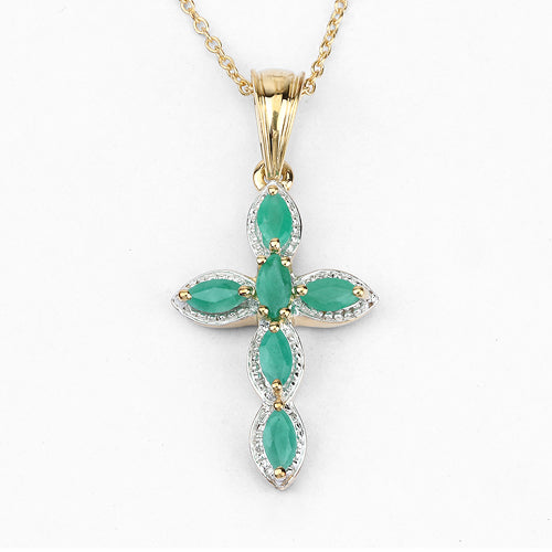 Colgante de Esmeralda Baño de Oro de 18K en Plata de Ley