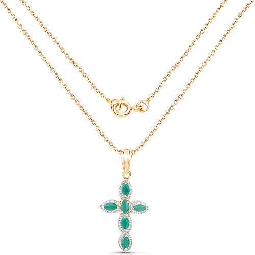 Colgante de Esmeralda Baño de Oro de 18K en Plata de Ley