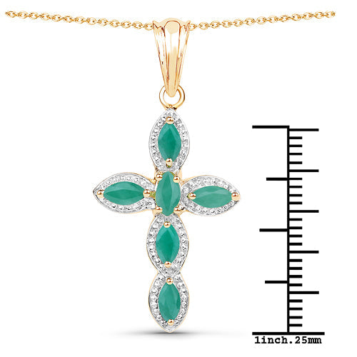Colgante de Esmeralda Baño de Oro de 18K en Plata de Ley