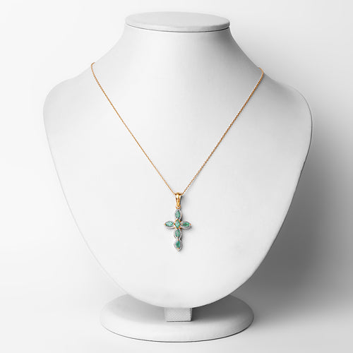 Colgante de Esmeralda Baño de Oro de 18K en Plata de Ley
