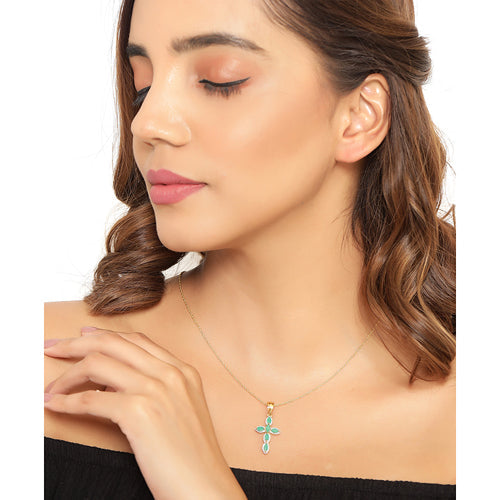 Colgante de Esmeralda Baño de Oro de 18K en Plata de Ley