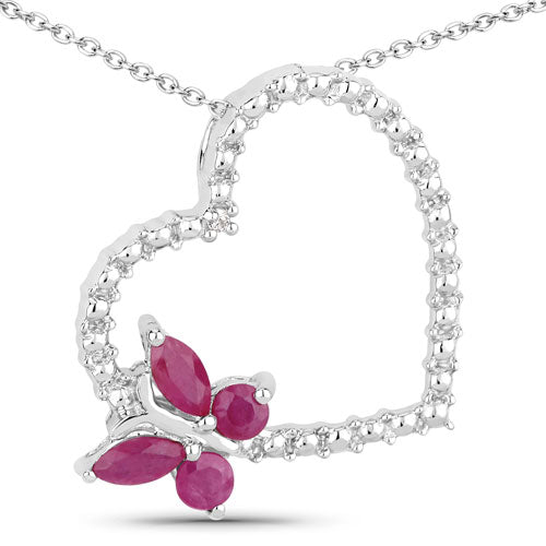 Pendentif en rubis de 0,52 carat et saphir blanc créé en argent sterling