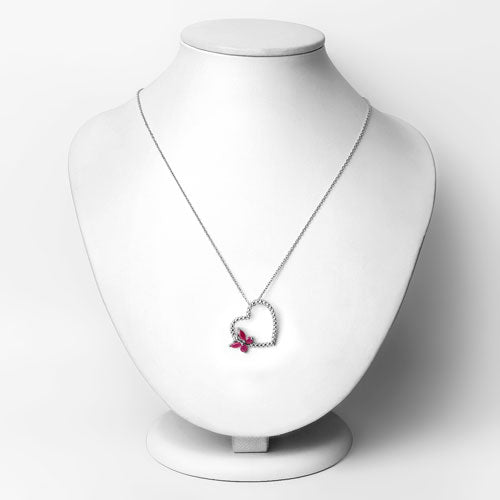 Pendentif en rubis de 0,52 carat et saphir blanc créé en argent sterling