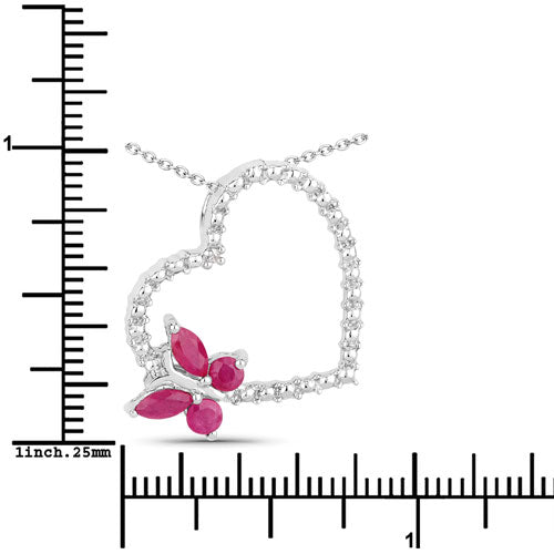 Pendentif en rubis de 0,52 carat et saphir blanc créé en argent sterling