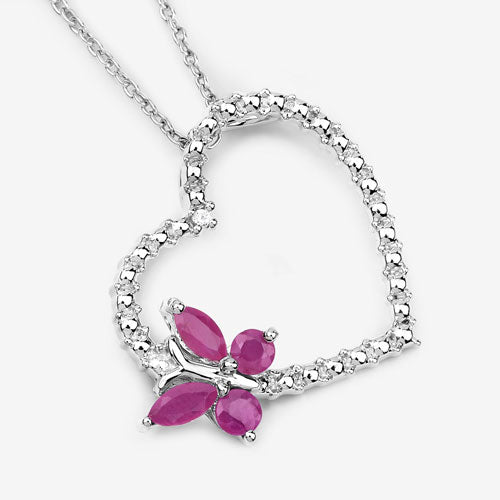 Pendentif en rubis de 0,52 carat et saphir blanc créé en argent sterling